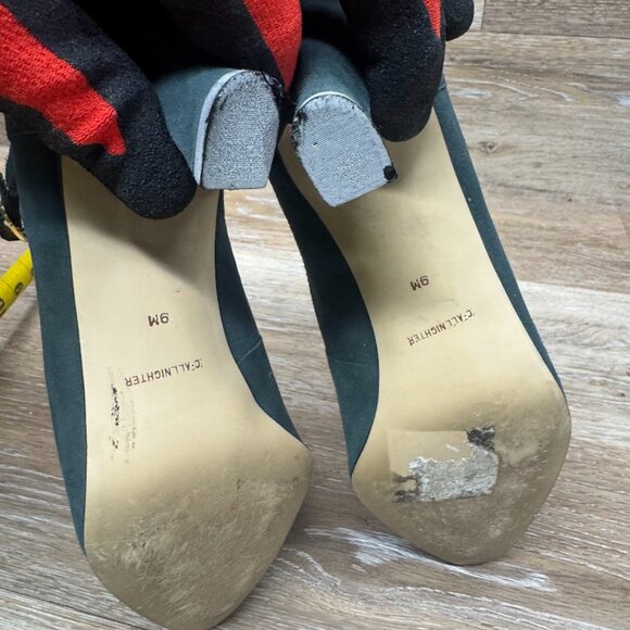 Calico All Nighter Green Suede Pointed Toe Mary Jane Heels Women's Size 9 - Picture 4 of 6